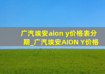 广汽埃安aion y价格表分期_广汽埃安AION Y价格